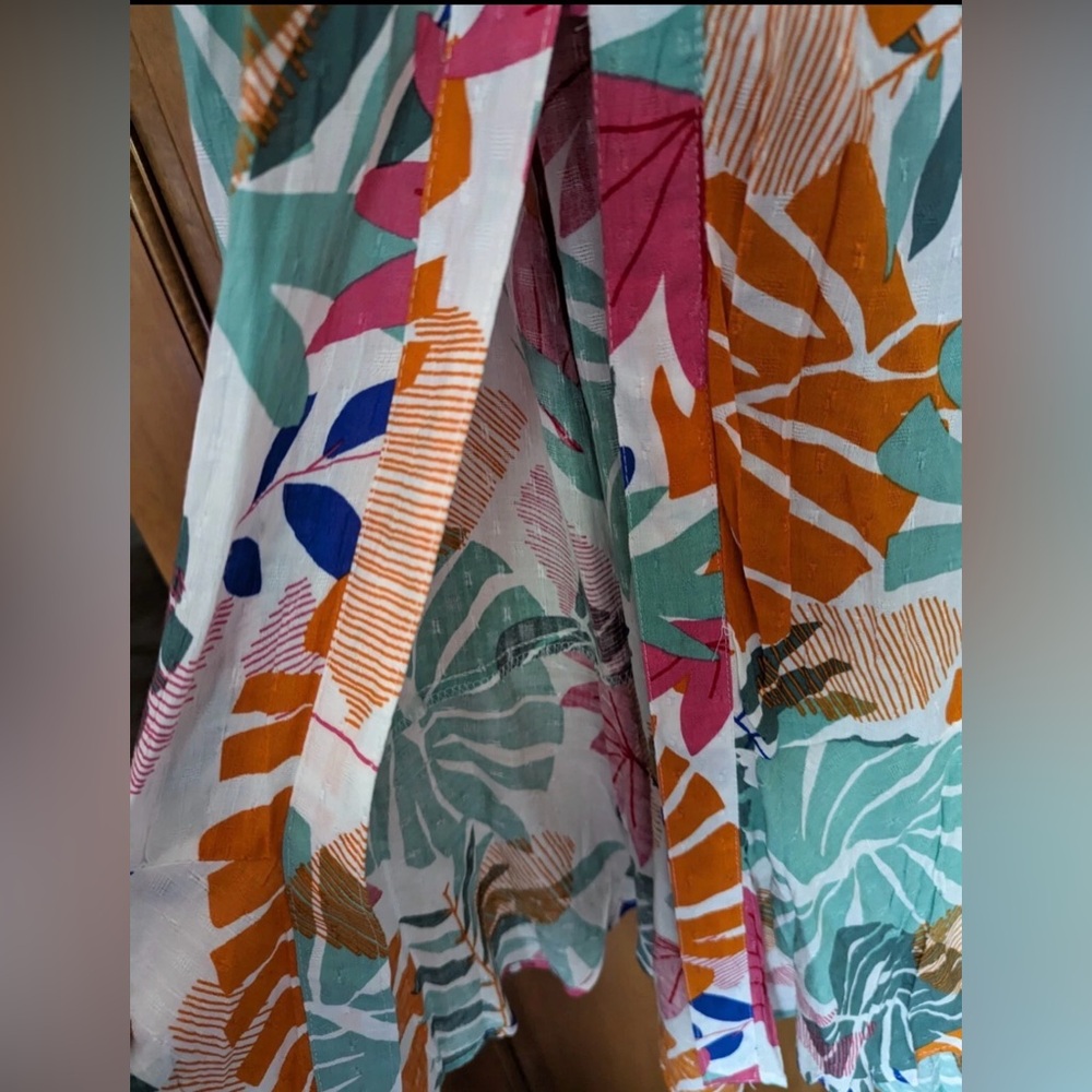 Nicole Miller Tropical Maxi Skirt Slit Button Front Boho Large Flowy Rayon Skirt - Picture 5 of 12
